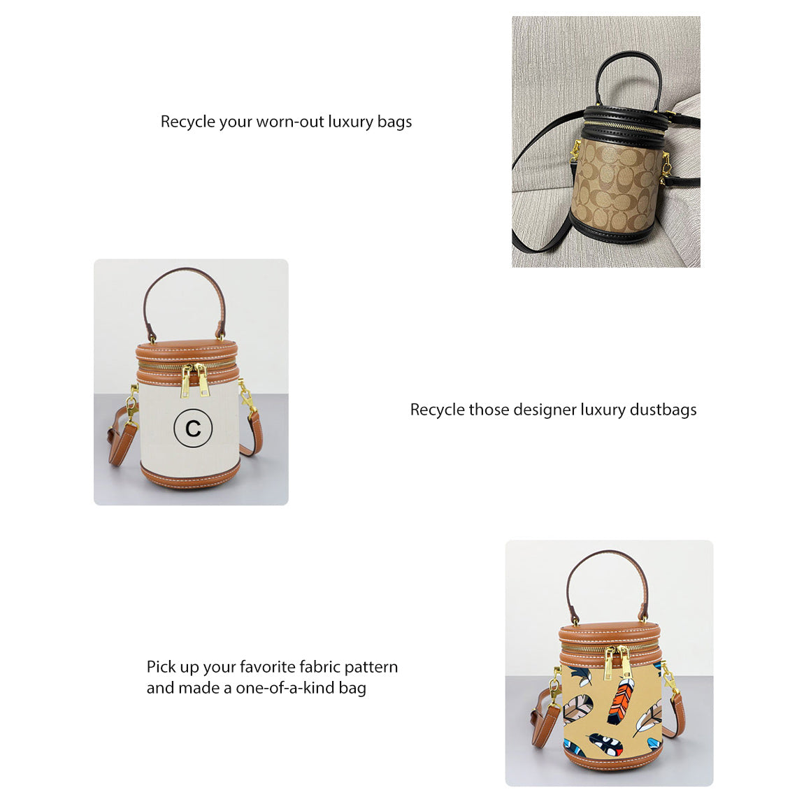 Leather Dustbag Recycle Round Bag DIY Kits