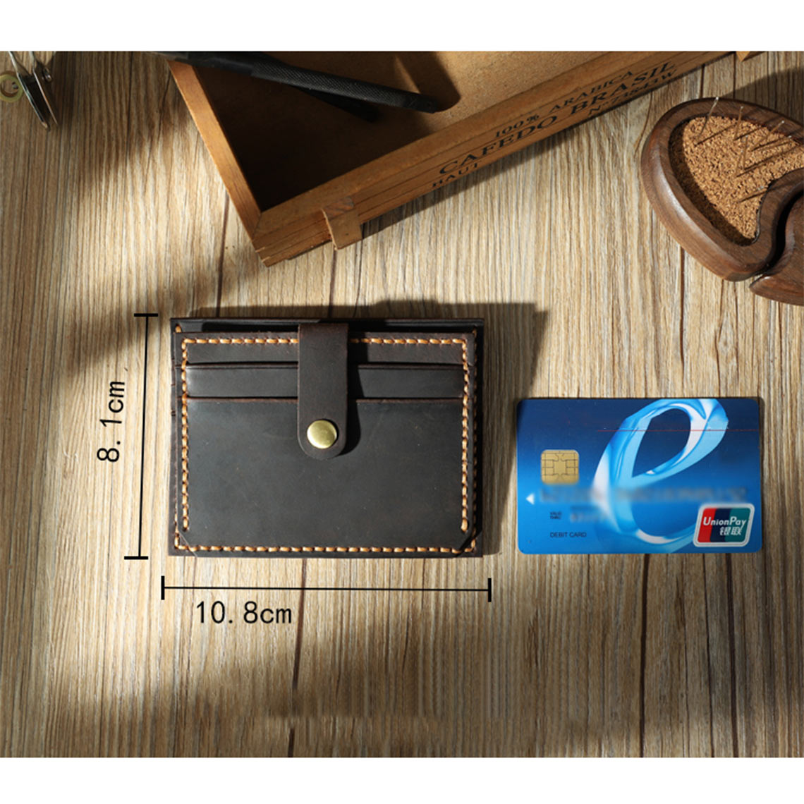 Crazy Horse Leather Double Card Holder DIY Kits - CUCUBIRD