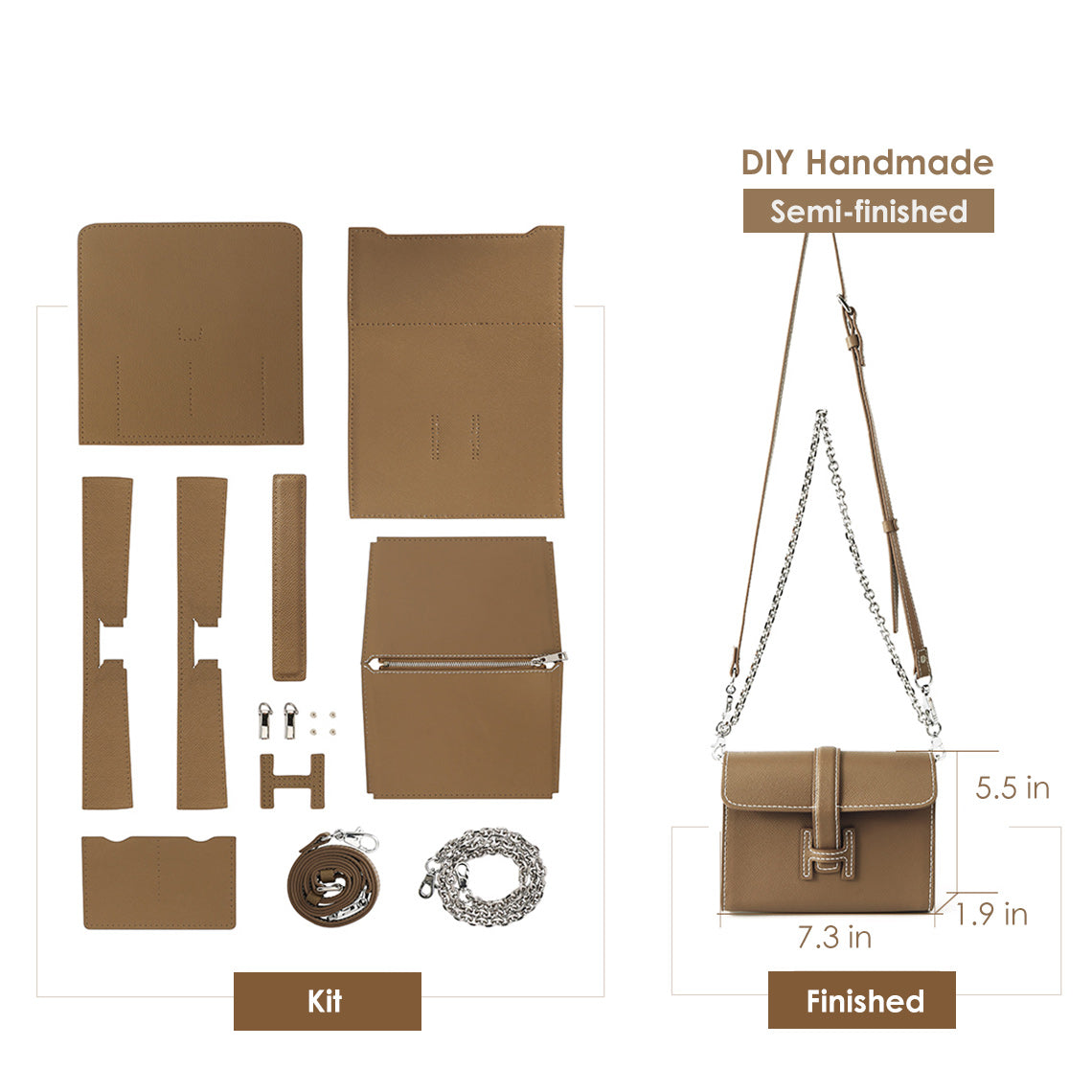 CUCUBIRD Leather Lady Square Bag DIY Kit Tan?