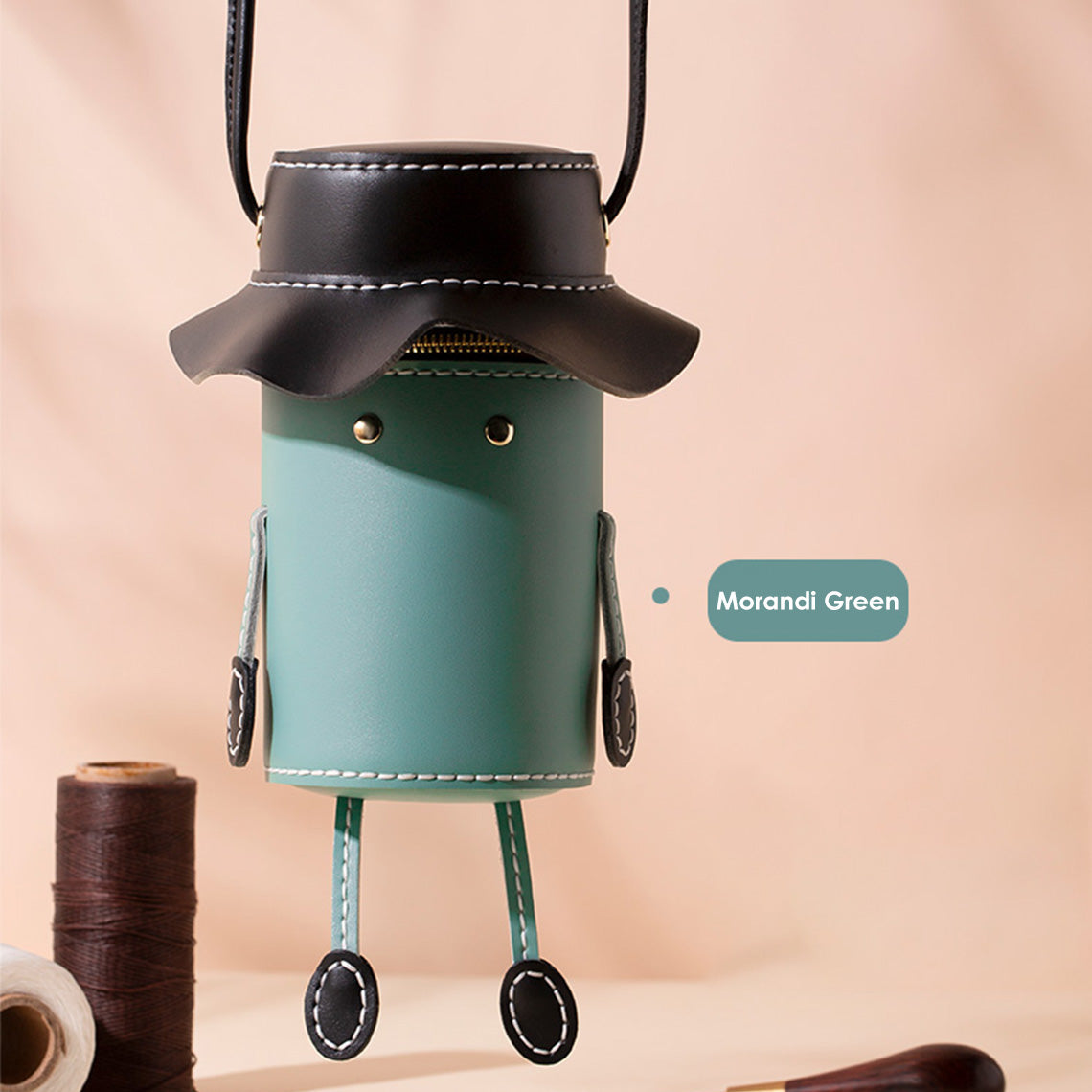 CUCUBIRD Leather Hat Crossbody Bag DIY Kit Morandi Green