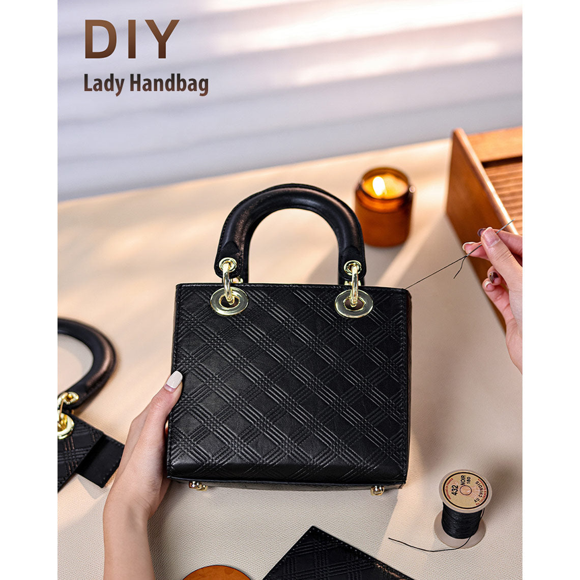 Top Grain Leather Inspired Lady Handbag DIY Kit