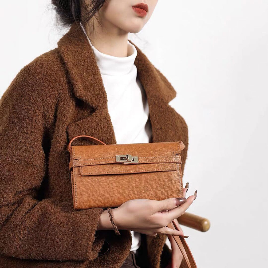 CUCUBIRD Leather Kelly Long Wallet DIY Kit Brown-No-strap?