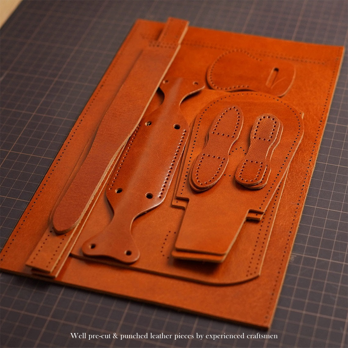 Vegetable Tanned Leather Vintage Shoulder Bag DIY Kits - CUCUBIRD