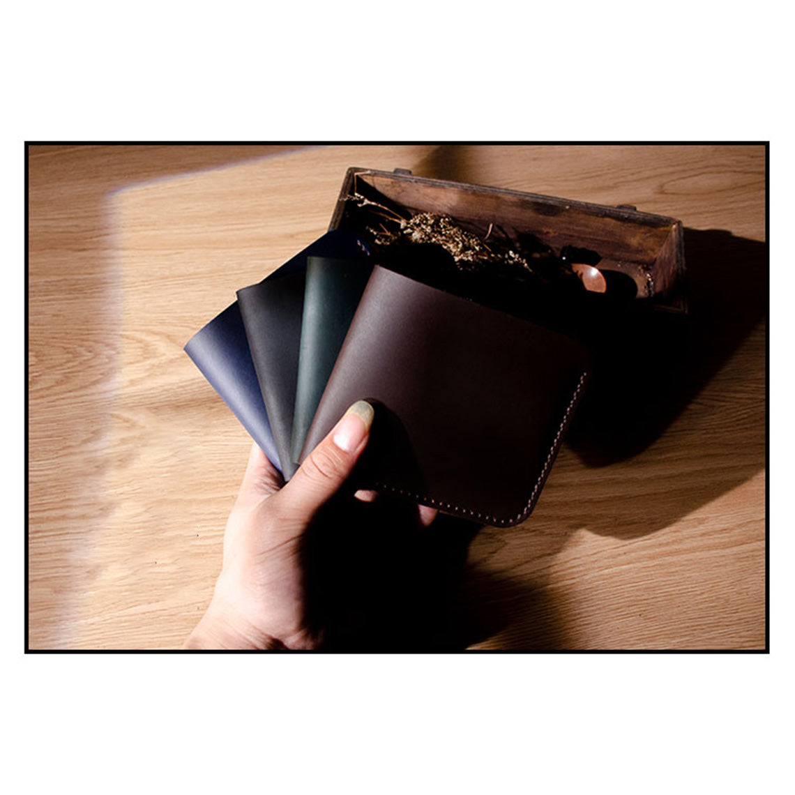 Crazy Horse Leather Men Compact Wallet DIY Kits