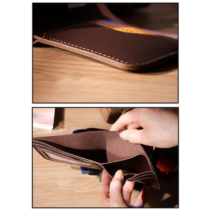 Crazy Horse Leather Men Compact Wallet DIY Kits