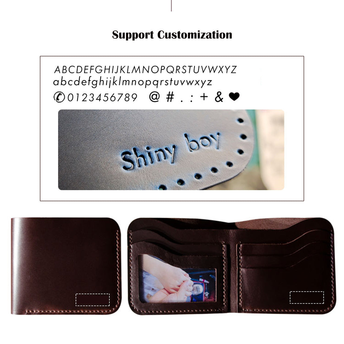 Crazy Horse Leather Men Compact Wallet DIY Kits