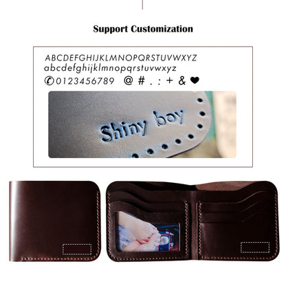 Crazy Horse Leather Men Compact Wallet DIY Kits