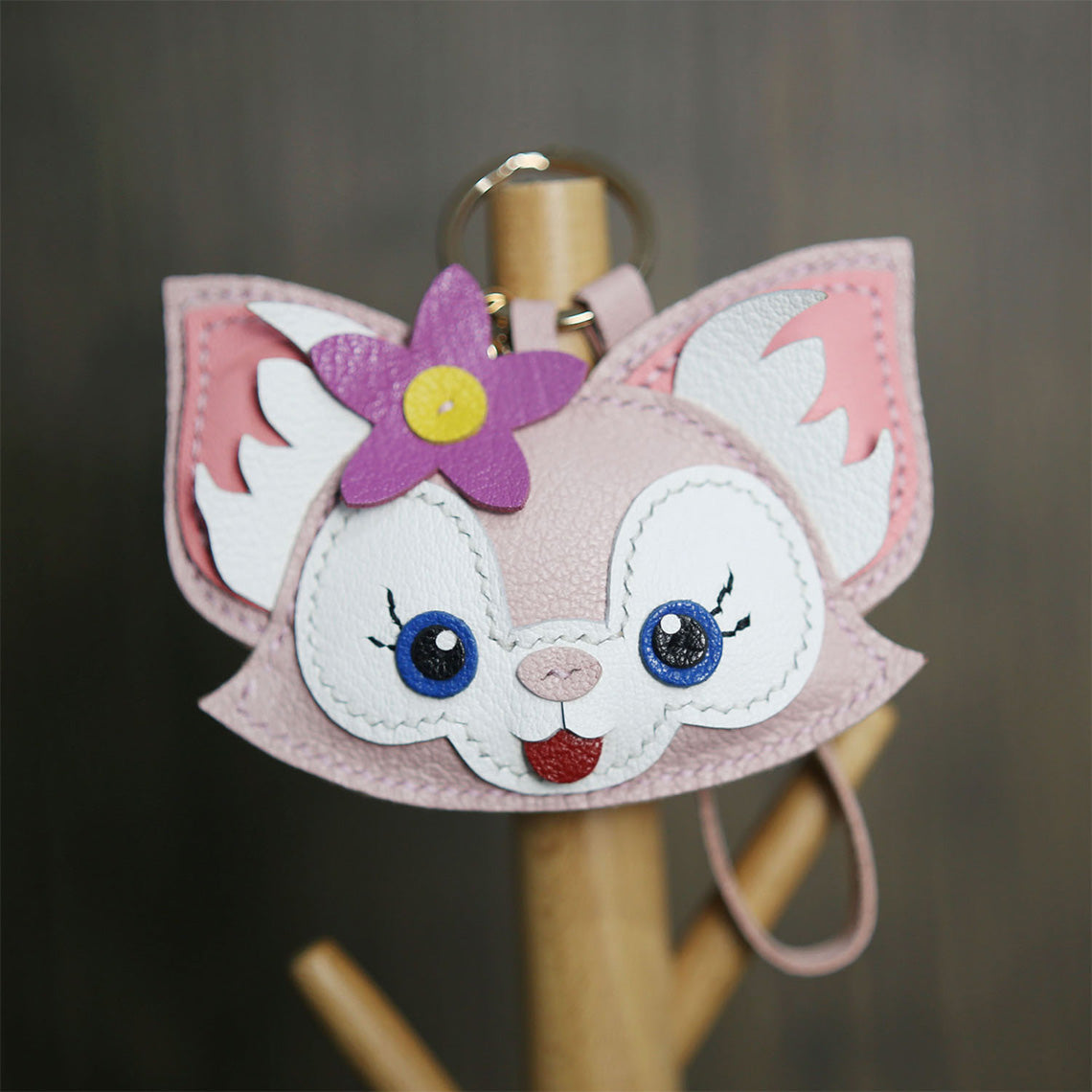 CUCUBIRD Leather Pink Fox Keychain DIY Kit ?