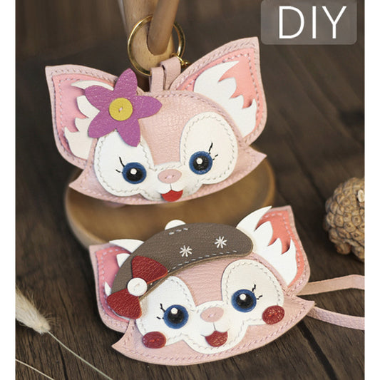 CUCUBIRD Leather Pink Fox Keychain DIY Kit ?