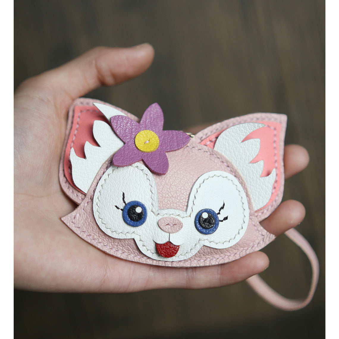 CUCUBIRD Leather Pink Fox Keychain DIY Kit ?