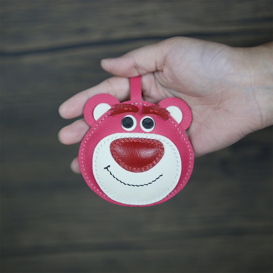 CUCUBIRD Leather Pink Strawberry Bear Bag Charm DIY Kit ?
