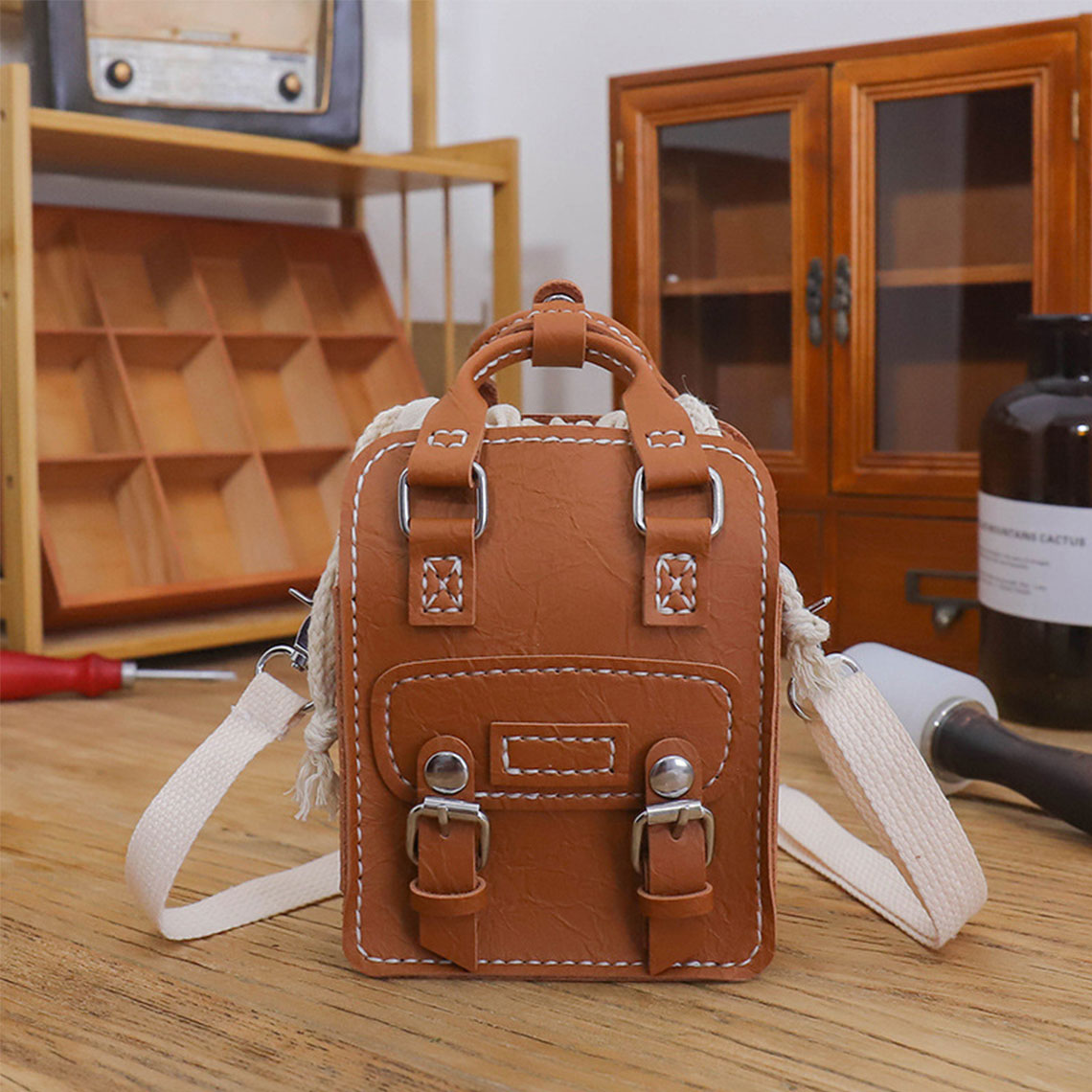 CUCUBIRD Vegan Leather Mini Crossbody Messenger Bag DIY Kit Brown?