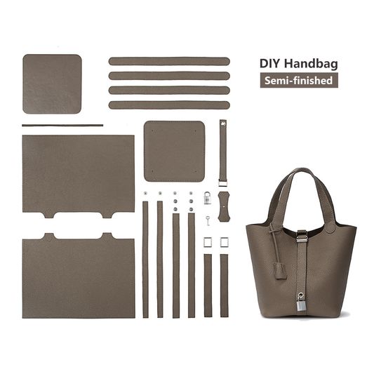 CUCUBIRD Top Grain Leather Lady Picotin Lock Totes Bag DIY Kit Taupe?