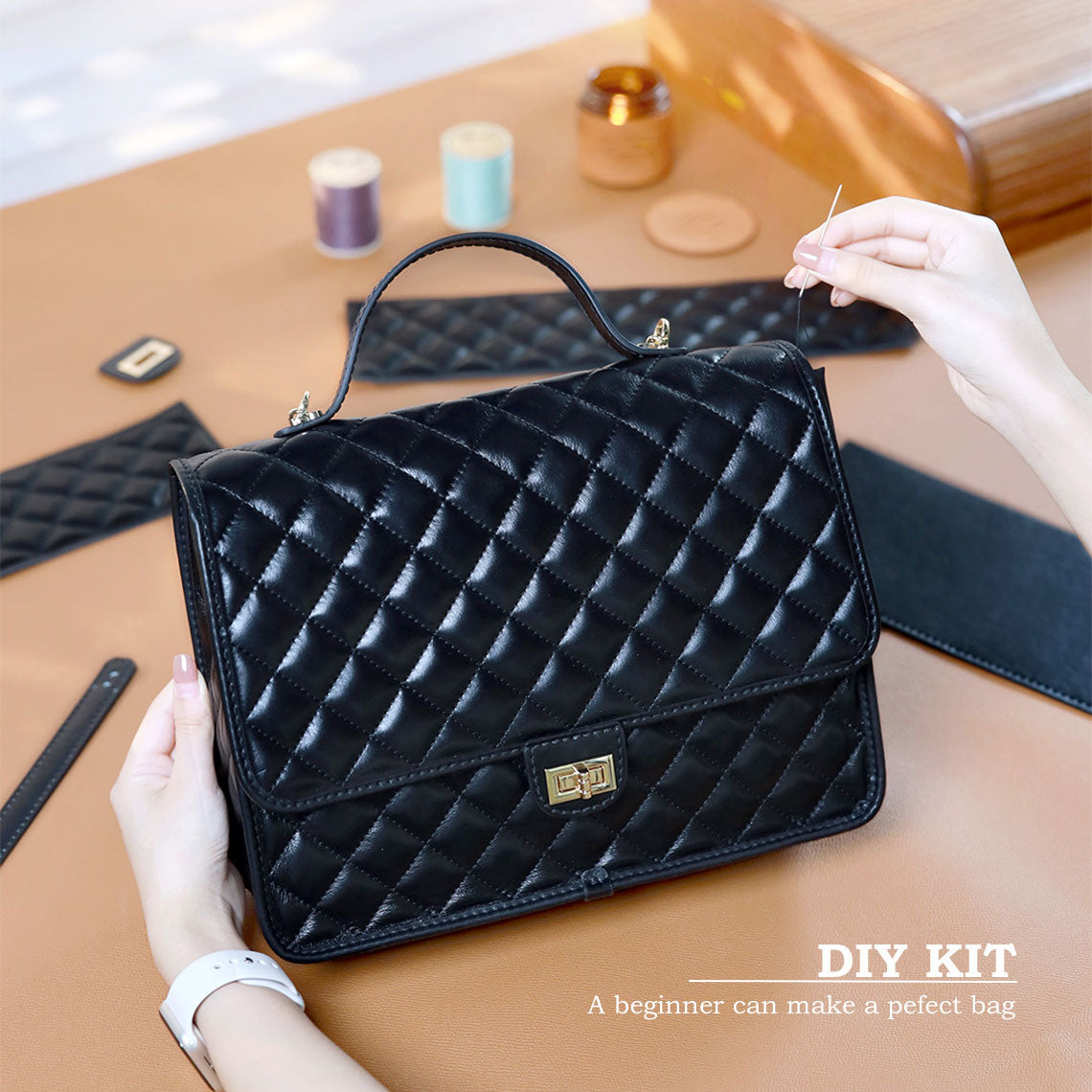 Top Grain Leather Quilting Backpack DIY Kits - CUCUBIRD