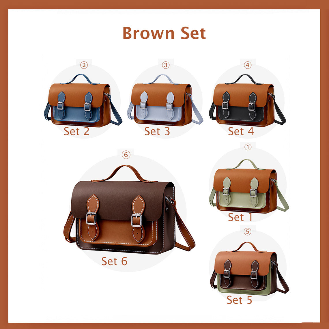 CUCUBIRD Lady Leather Fashion Crossbody Satchel Bag DIY Kit Brown-Set-6?