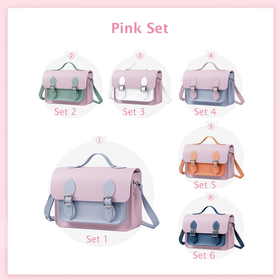 CUCUBIRD Lady Leather Fashion Crossbody Satchel Bag DIY Kit Pink-Set-1?