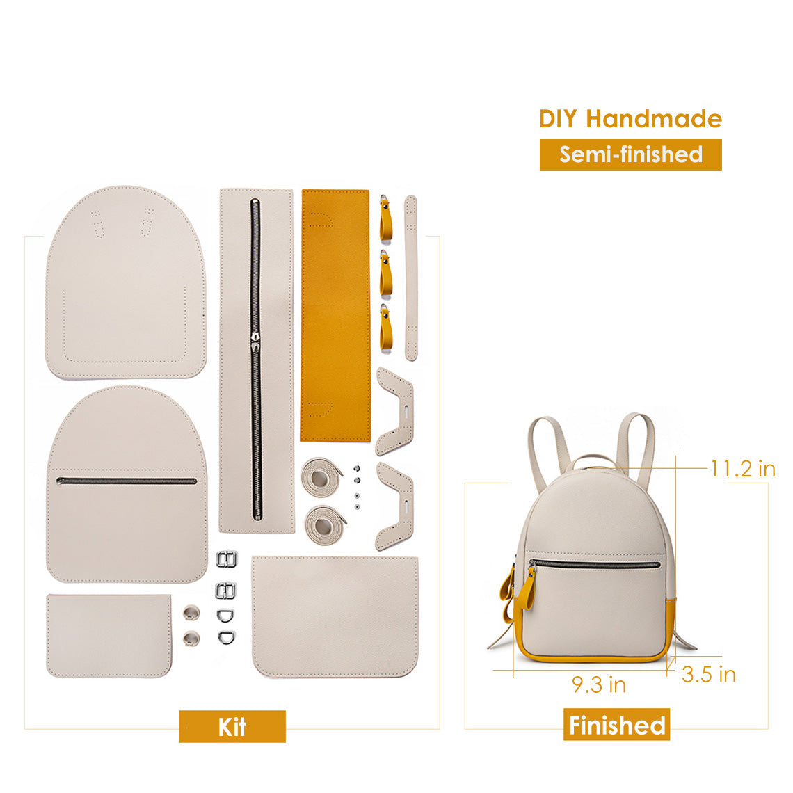 CUCUBIRD Leather Contrast Color Backpack DIY Kit White?