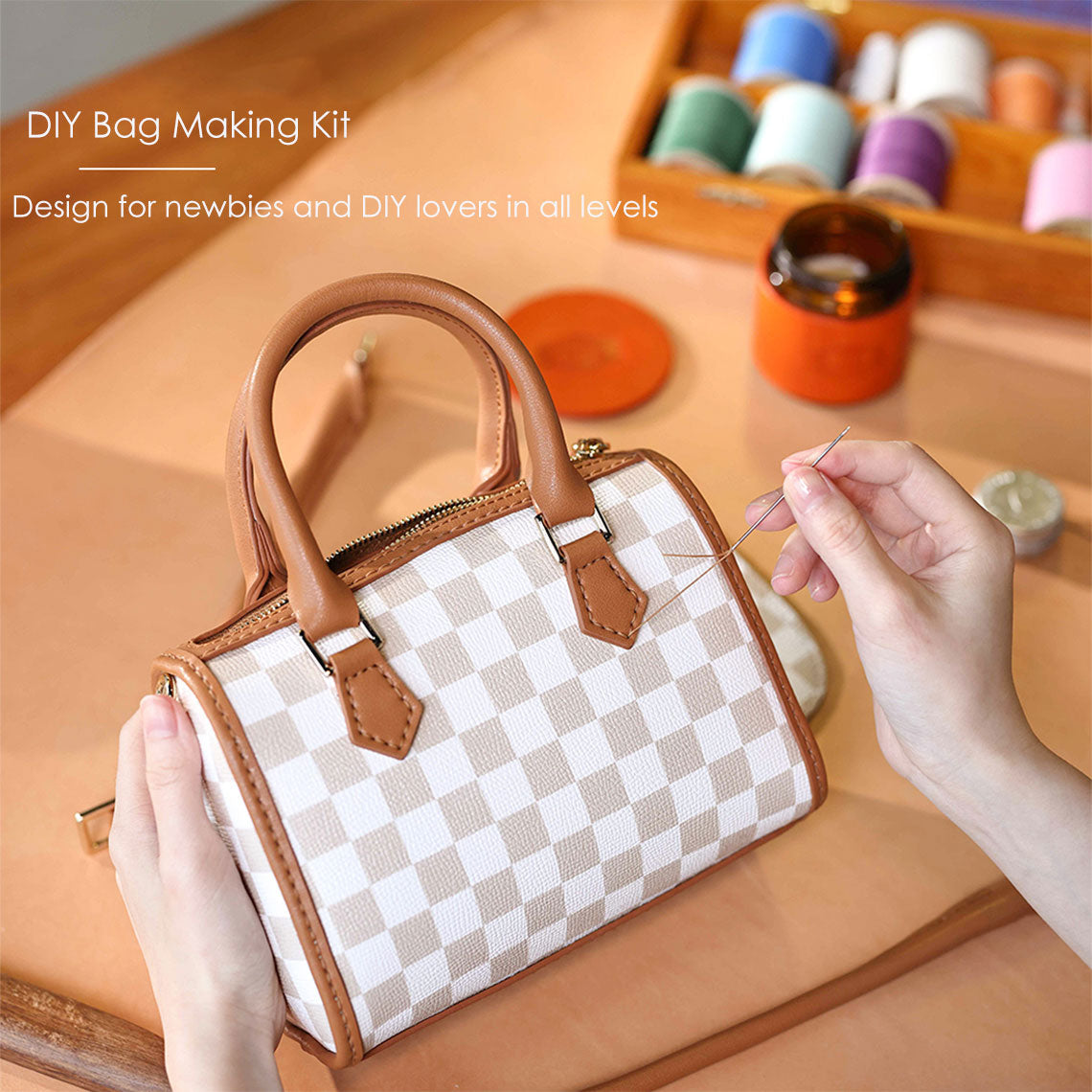 CUCUBIRD Leather Checker Boston Crossbody Bag DIY Kit ?