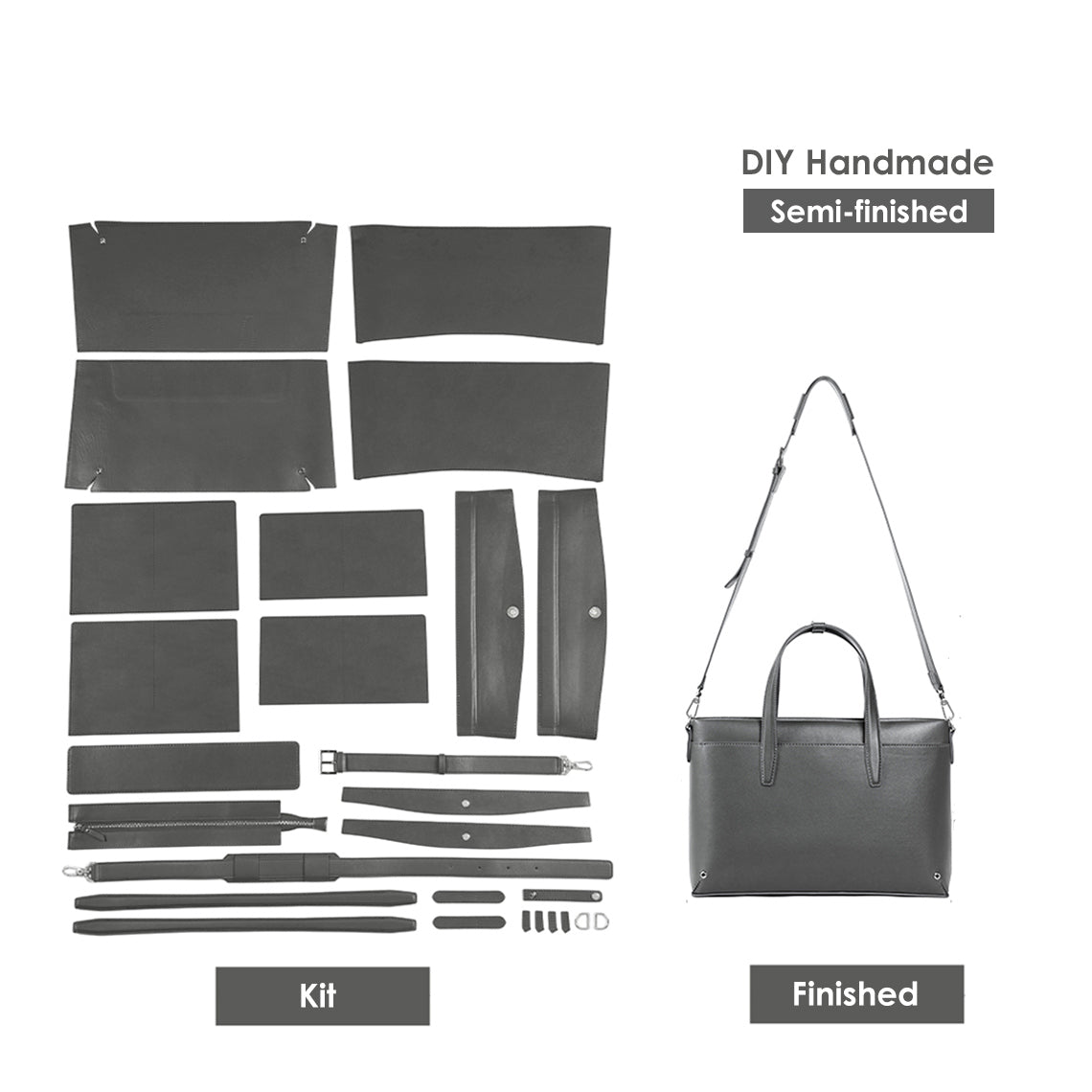 CUCUBIRD Leather Briefcase Laptop Bag DIY Kit Grey?