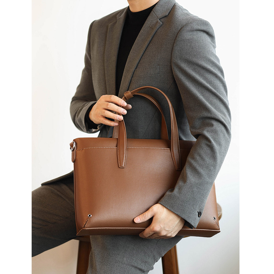 CUCUBIRD Leather Briefcase Laptop Bag DIY Kit Brown