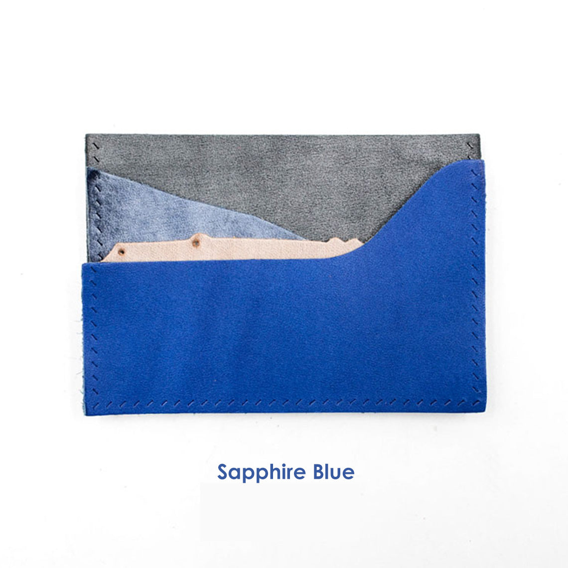 CUCUBIRD Top Grain Leather Alligator Card Holder DIY Kit Cowhide-Sapphire-Blue?