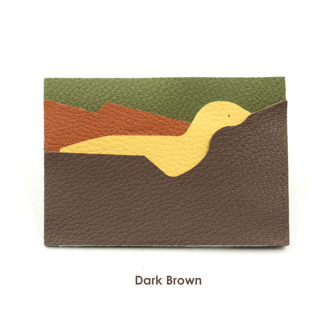 CUCUBIRD Top Grain Leather Dinosaur Card Holder DIY Kit Goat-leather-Dark-Brown?