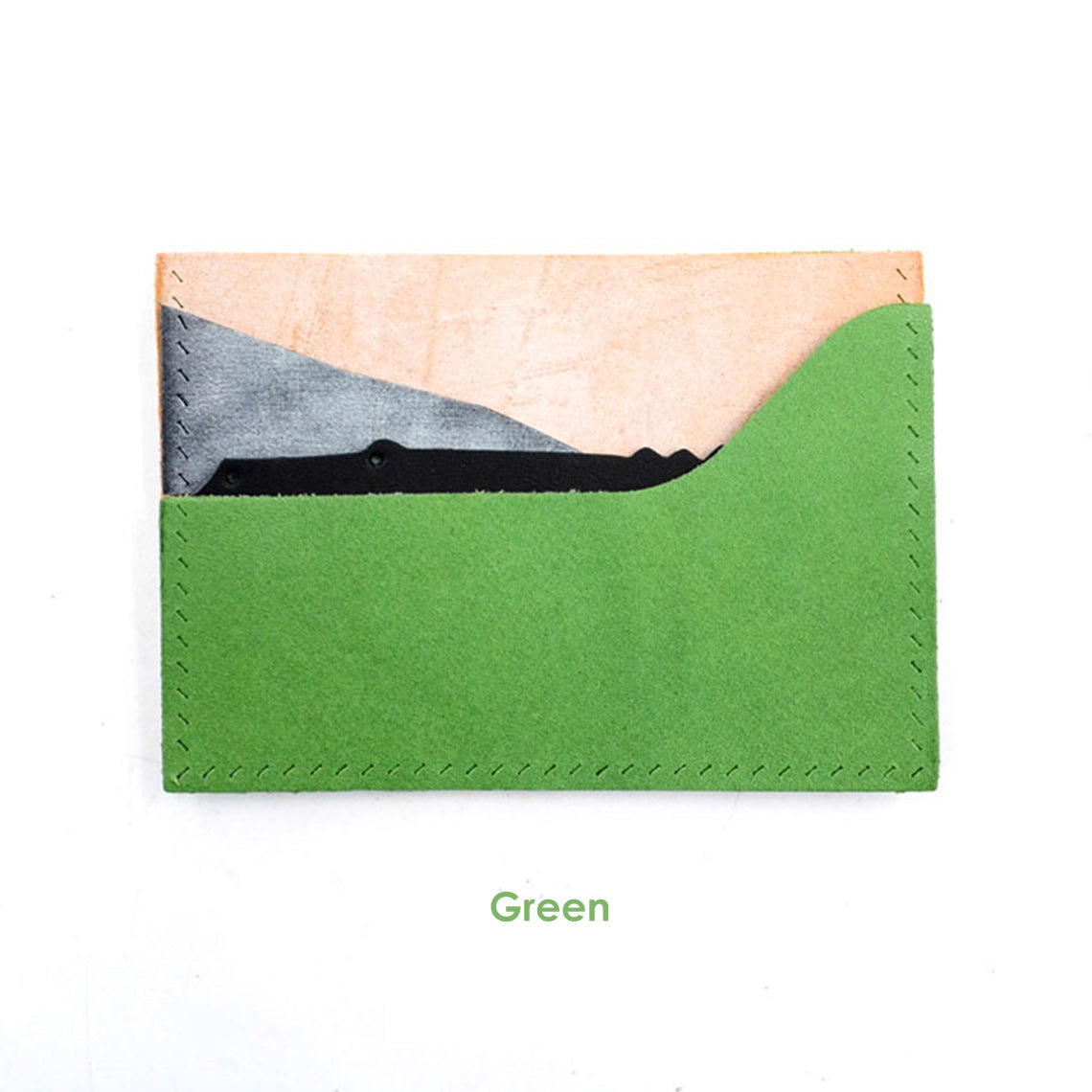 CUCUBIRD Top Grain Leather Alligator Card Holder DIY Kit Cowhide-Green?