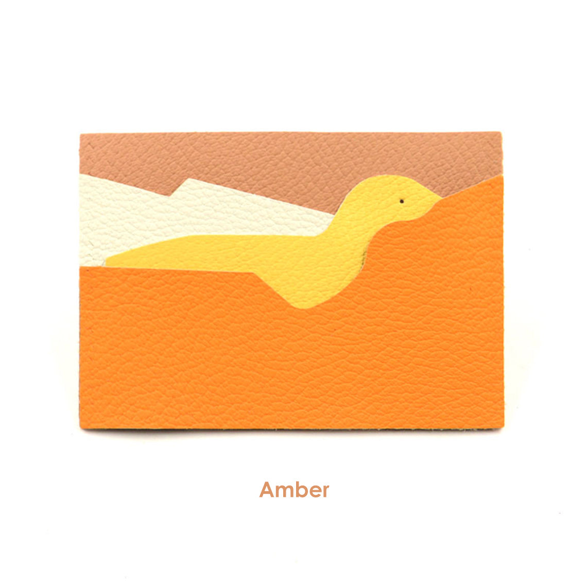 CUCUBIRD Top Grain Leather Dinosaur Card Holder DIY Kit Goat leather - Amber