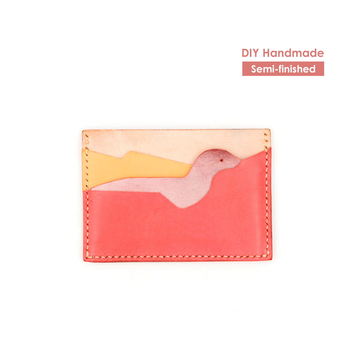 CUCUBIRD Top Grain Leather Dinosaur Card Holder DIY Kit Cowhide-Watermelon?