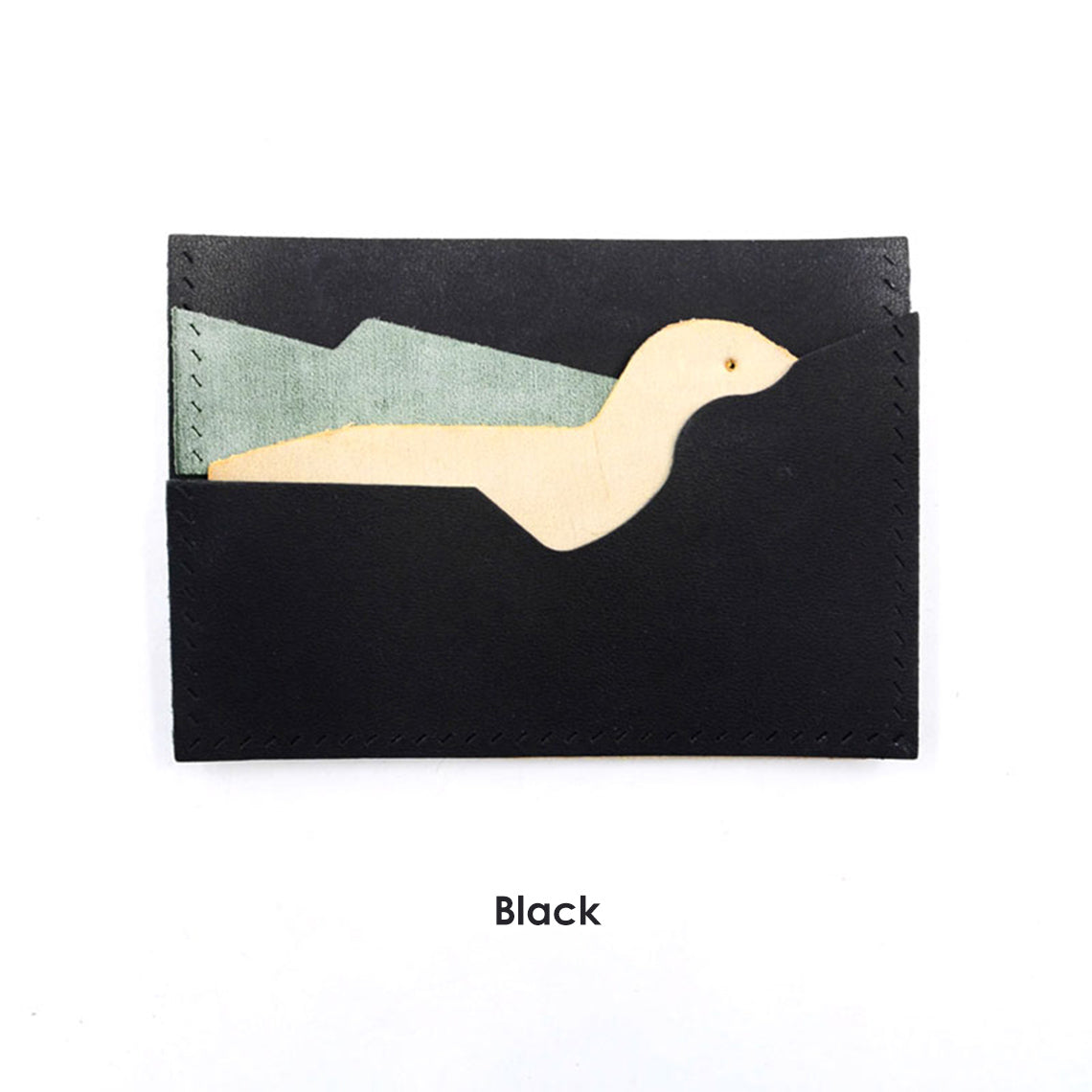 CUCUBIRD Top Grain Leather Dinosaur Card Holder DIY Kit Cowhide-Black?