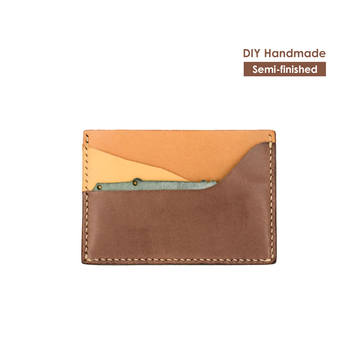 CUCUBIRD Top Grain Leather Alligator Card Holder DIY Kit Cowhide-Coffee-Brown?