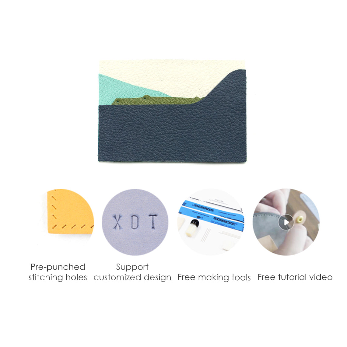 CUCUBIRD Top Grain Leather Alligator Card Holder DIY Kit ?