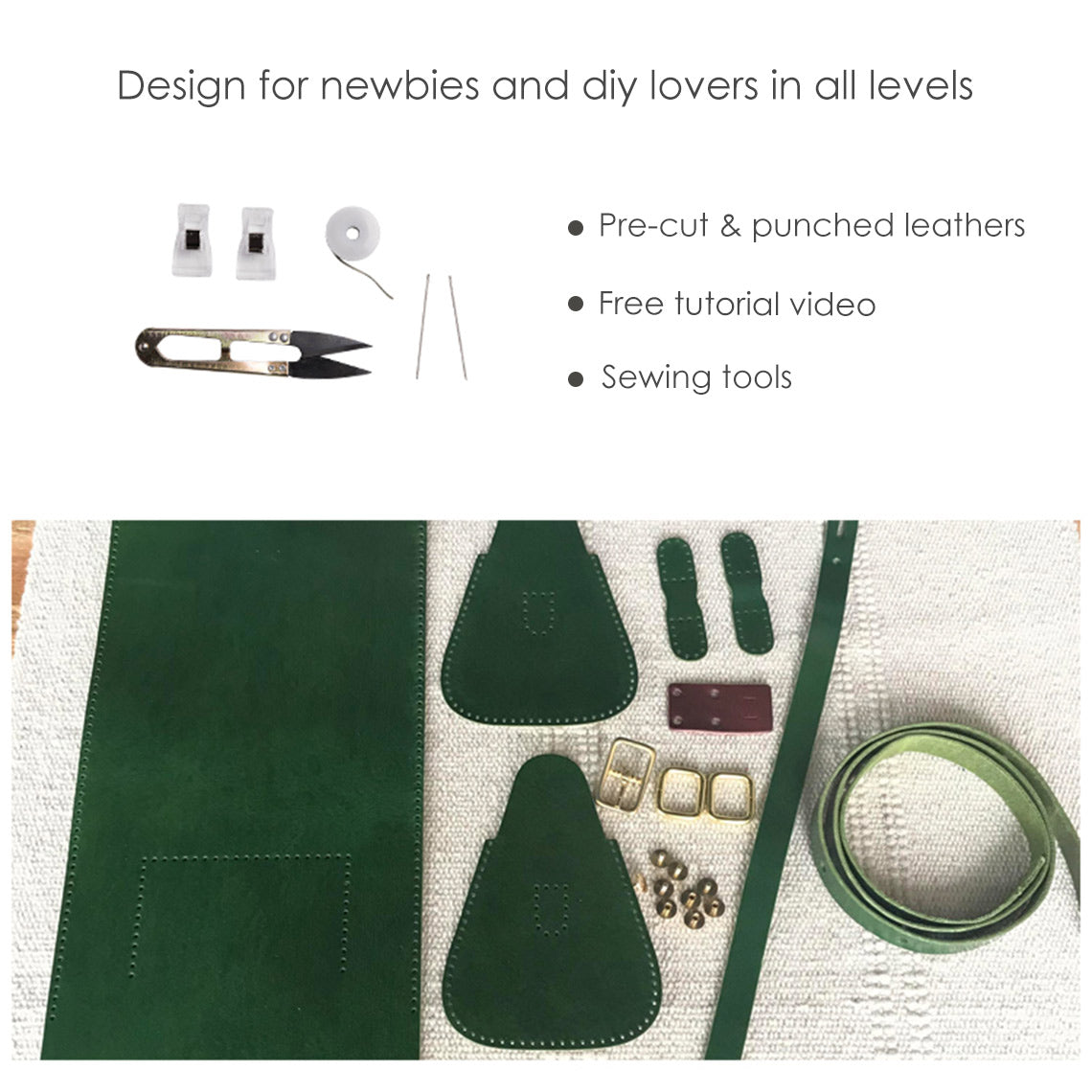 CUCUBIRD Full Grain Leather Women Round Satchel Bag DIY Kit ?