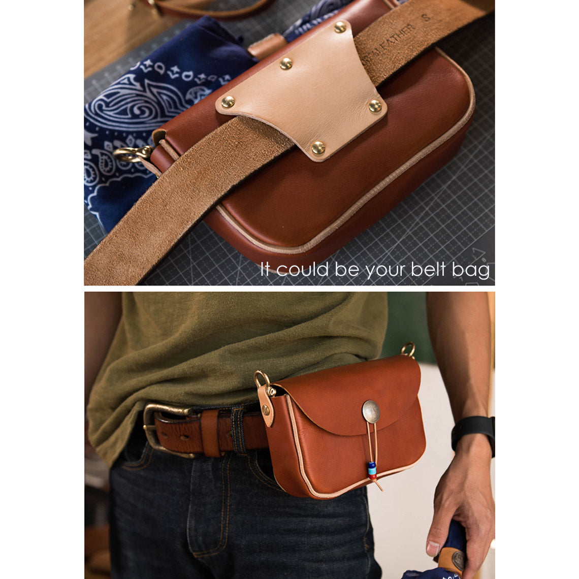 CUCUBIRD Full Grain Leather Vintage Crossbody Bag DIY Kit ?