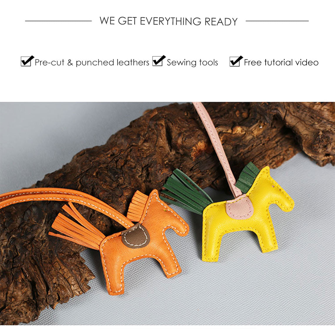 CUCUBIRD Sheep Leather Horse Bag Charm DIY Kit ?