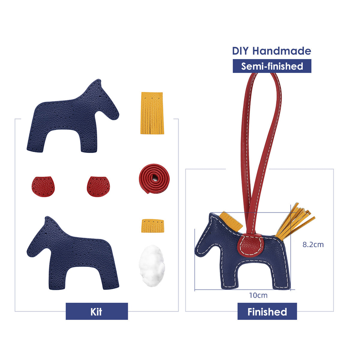 CUCUBIRD Leather Horse Bag Charm DIY Kit Blue-Available-for-all-customers?