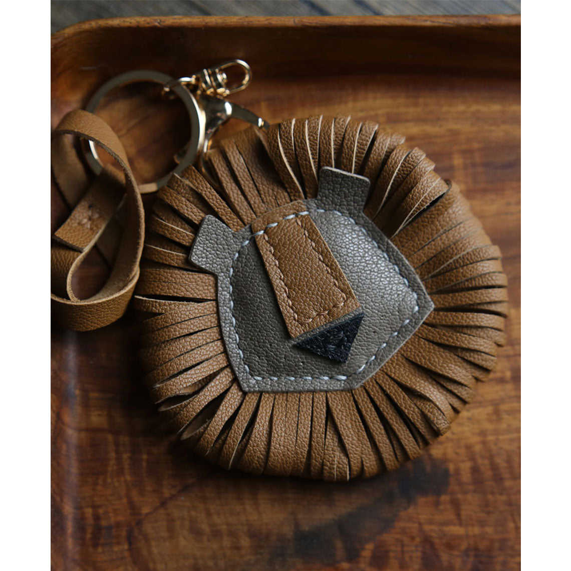 CUCUBIRD Sheep Leather Leo Lion Keychain DIY Kit ?