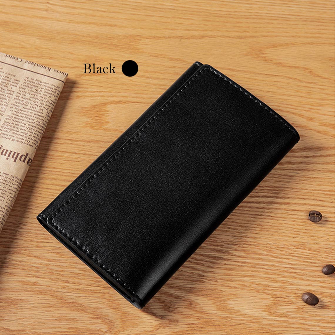 CUCUBIRD Full Grain Leather Long Bifold Wallet DIY Kit Black