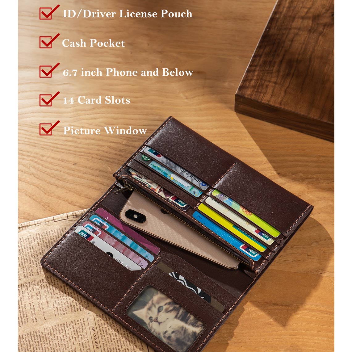 CUCUBIRD Full Grain Leather Long Bifold Wallet DIY Kit ?