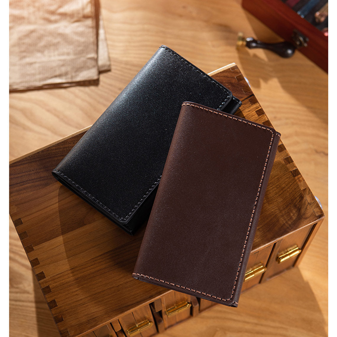 CUCUBIRD Full Grain Leather Long Bifold Wallet DIY Kit ?