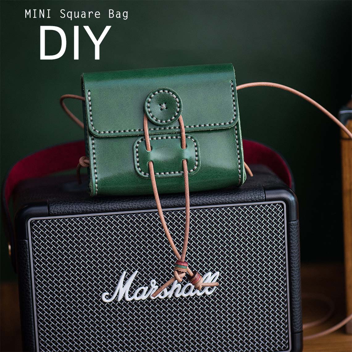 CUCUBIRD Full Grain Leather Mini Square Bag DIY Kit Green?