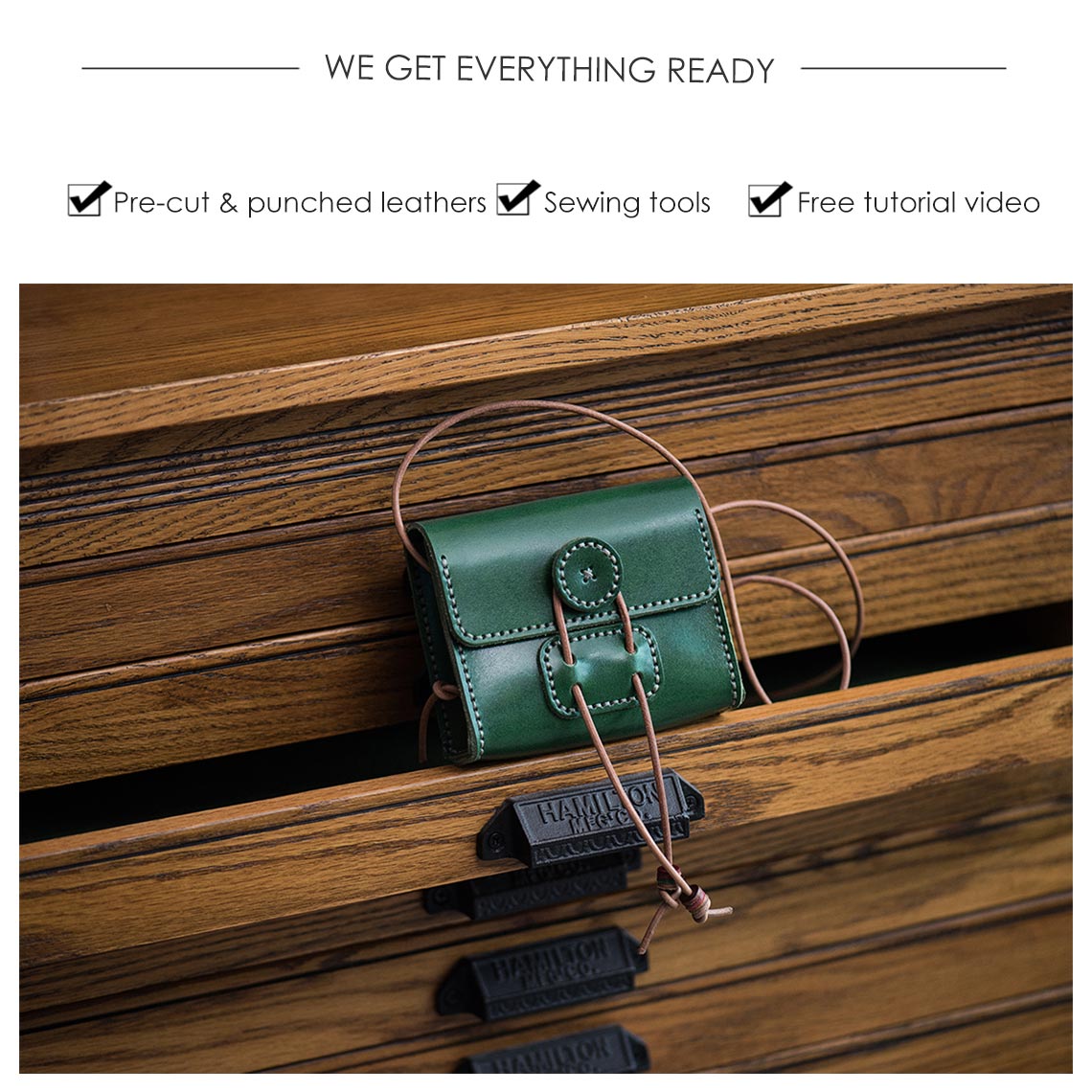 CUCUBIRD Full Grain Leather Mini Square Bag DIY Kit ?