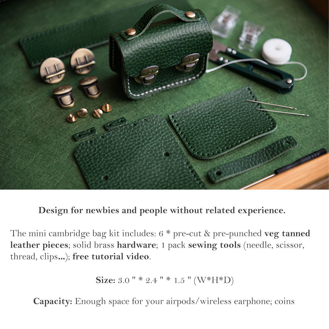 CUCUBIRD Full Grain Leather Mini Satchel DIY Kit ?