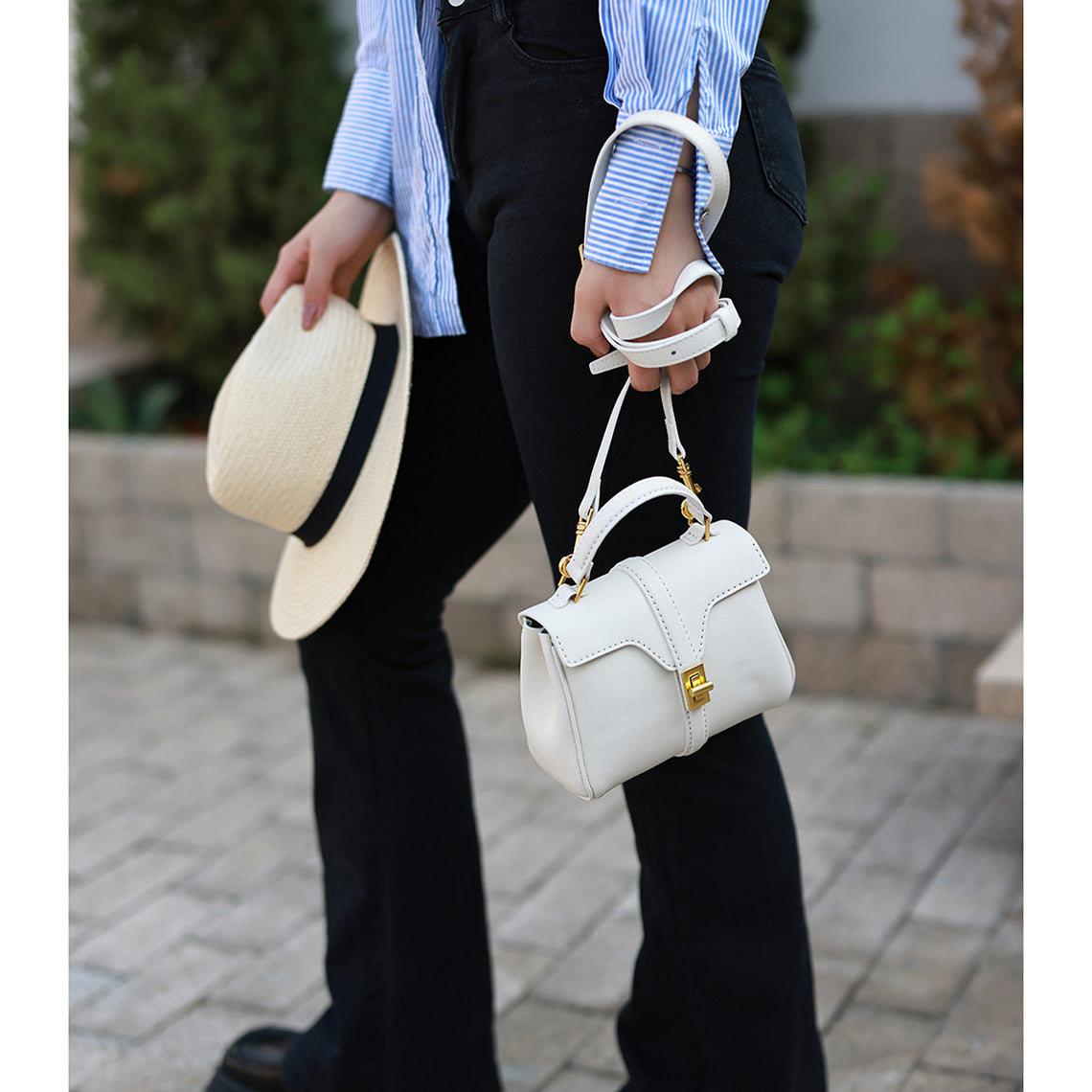 CUCUBIRD Leather Top Handle Mini Tote Bag DIY Kit White