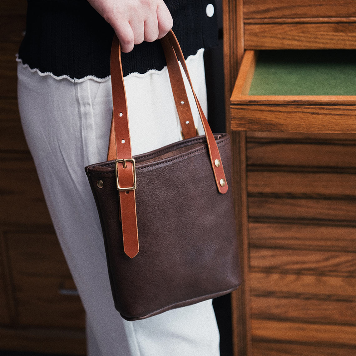 CUCUBIRD Full Grain Leather Mini Tote Bag DIY Kit ?