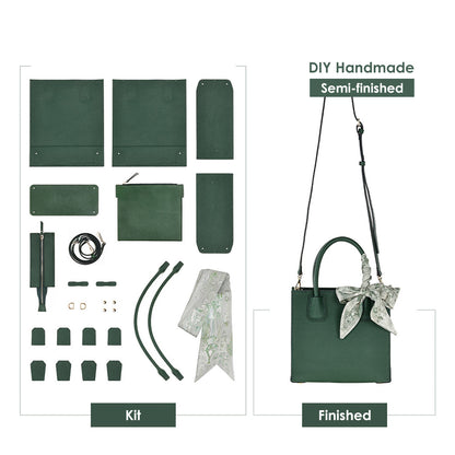 Top Grain Leather Mini Tote Handbag DIY Kit