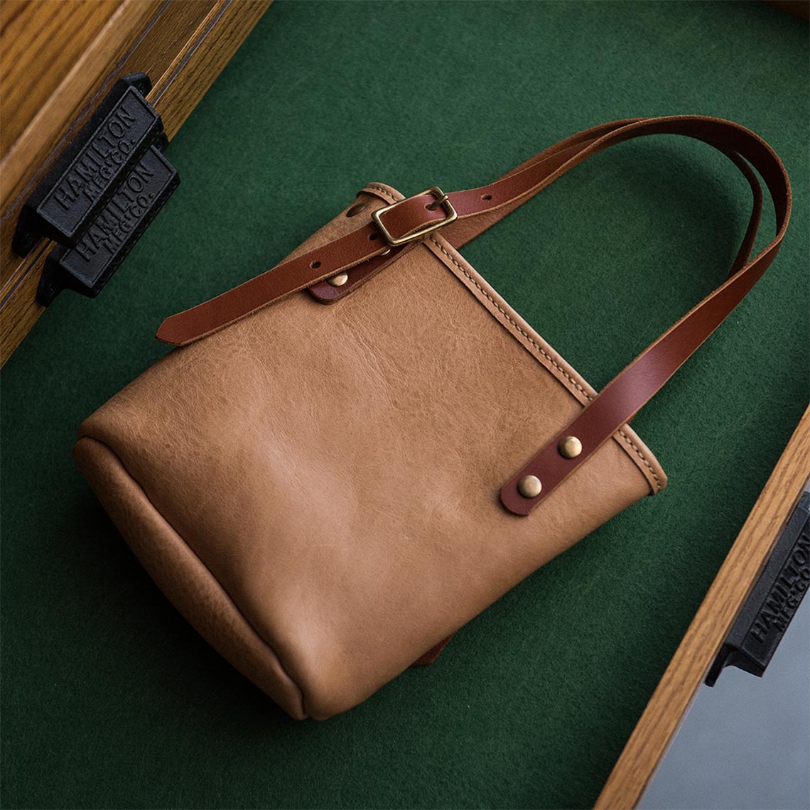 CUCUBIRD Full Grain Leather Mini Tote Bag DIY Kit Natural-No-strap?