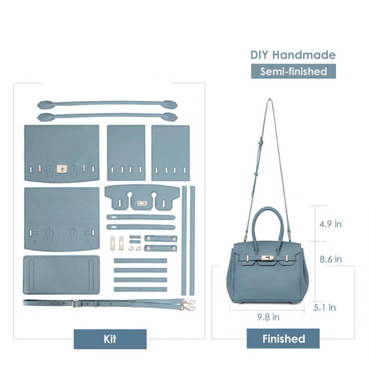 CUCUBIRD Top Grain Leather Platinum Bag DIY Kit Blue-Large?