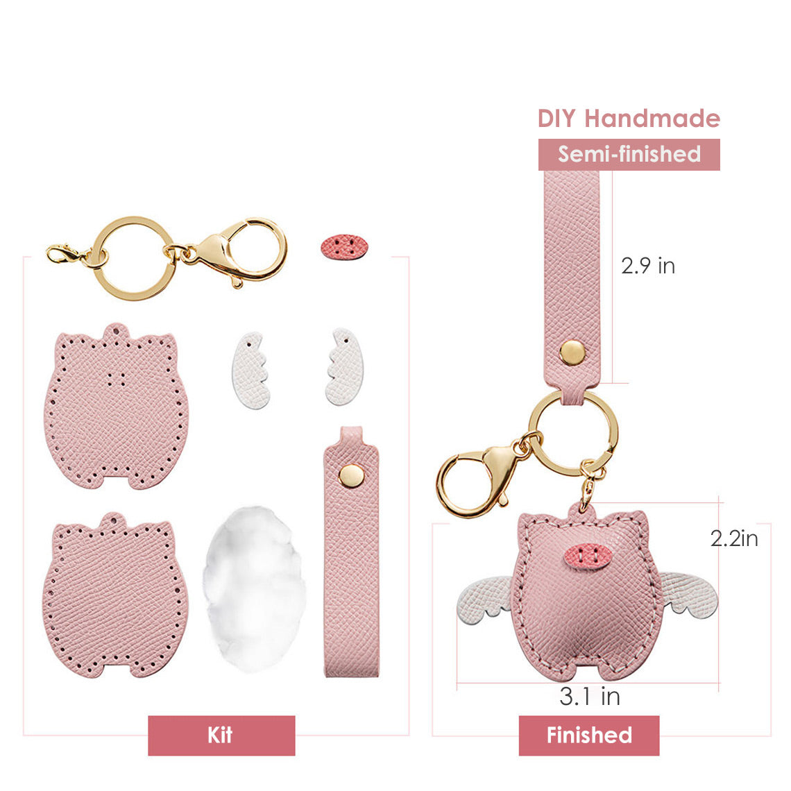 CUCUBIRD Top Grain Leather Flying Pig Keychain DIY Kit ?