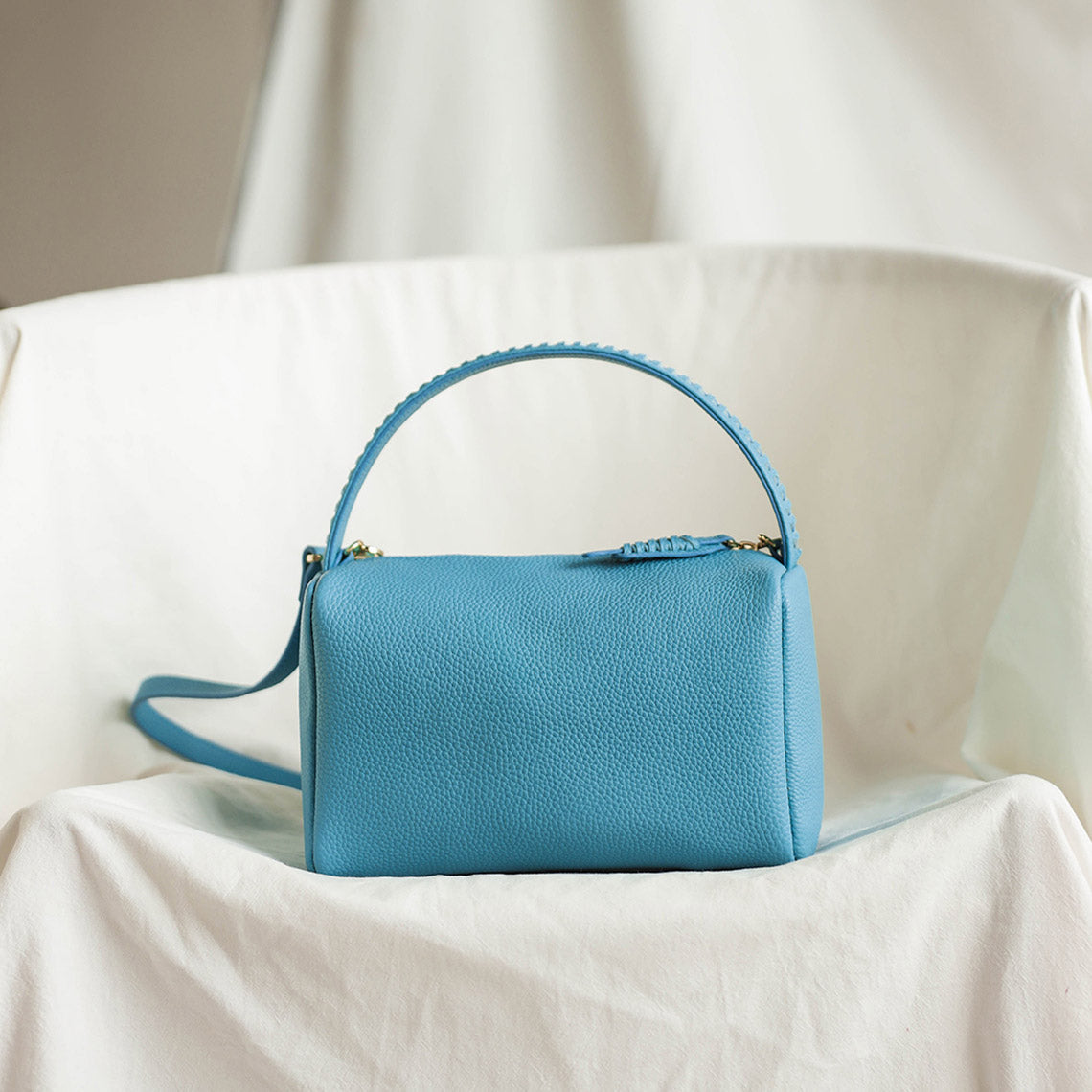 CUCUBIRD Top Grain Leather Design Pillow Bag DIY Kit Blue